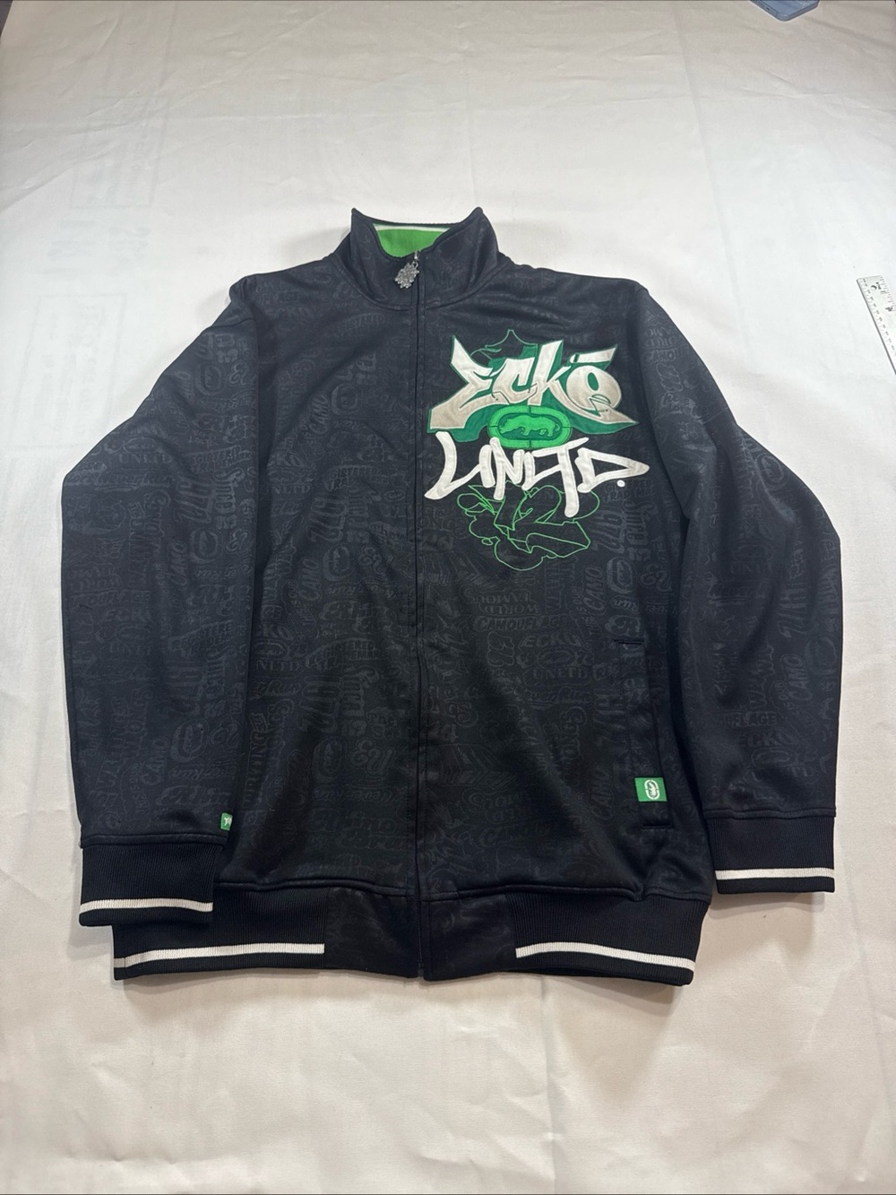 Y2K Ecko Unltd Writing All Wrongs Zip-Up Track Jacket Size M Jesse Pinkman Style